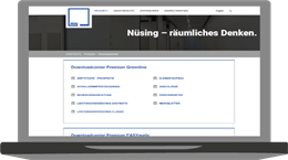 Darstellung Downloadbereich der Webseite Nüsing.