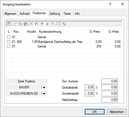 Screenshot aus Software Fakt für Bauhandwerker