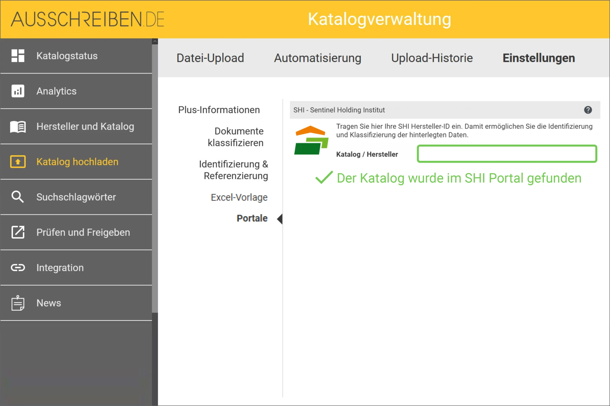 AUSSCHREIBEN.DE & SHI - Katalogverwaltung