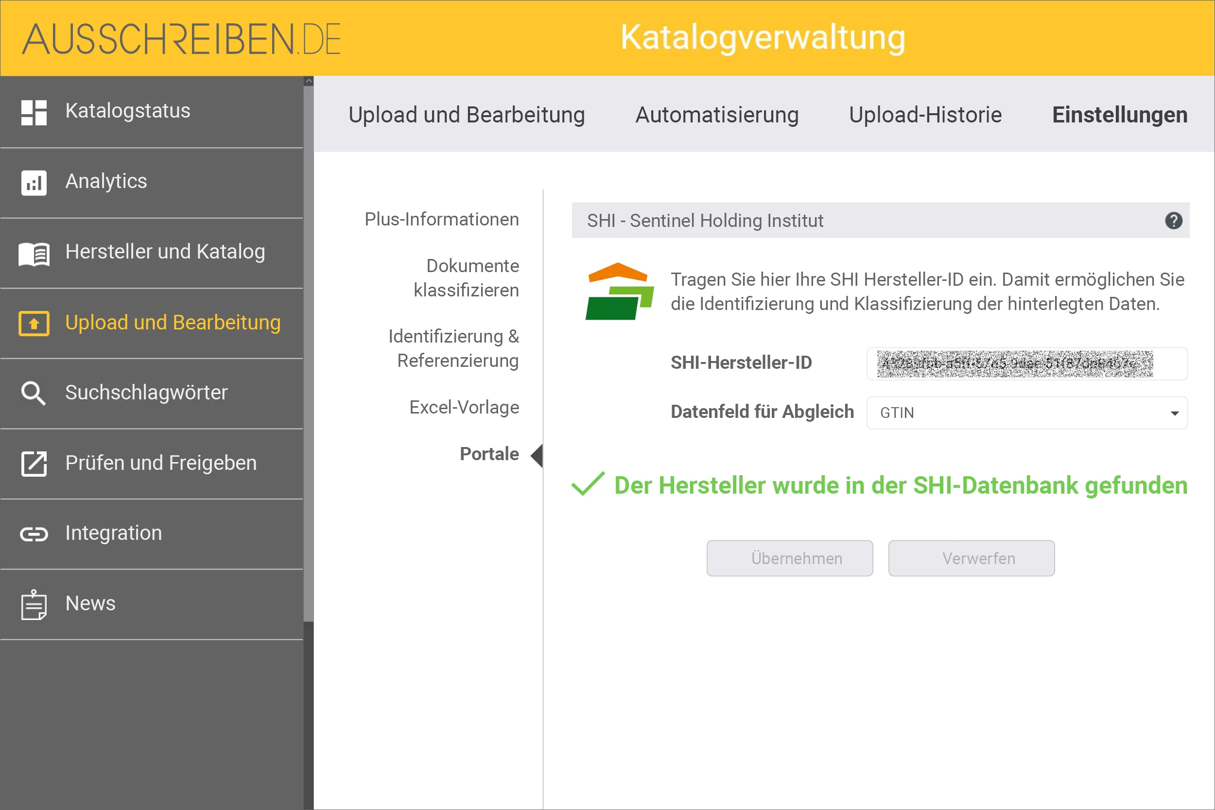 AUSSCHREIBEN.DE Katalogverwaltung | SHI
